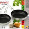 Juego de sartenes Nápoles, para inducción en acero inoxidable (3 piezas) 1 sartén de 16 cm, 1 sartén de 20 cm, 1 sartén de 24 cm de diámetro, antiadherente, fondo difusor capsulado 6 JUEGO DE TRES SARTENES DE ACERO INOXIDABLE CON ANTIADHERENTE DE COLOR NEGRO Y MANGO DE ACERO CALIBRADO.