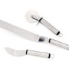 Set cortapizzas acero inox. Pala, disco cortador, cuchillo de pizza.