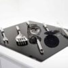 Juego utensilios de cocina de acero inoxidable (7 piezas) Kaiser, 1 colgador, 1 cucharón, 1 tenedor de trinchar, 1 espumadera, 1 prensa patatas, 1 batidor de varillas, 1 espátula 3 herramientas graf scaled