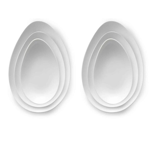 Alternative view of Juego de 6 platos de porcelana blanca dos comensales (6 piezas)2 de 30cm 2 de 24cm 2 de 20 cm Ovum, diseño moderno