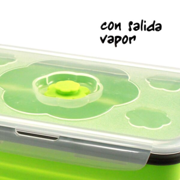 Alternative view of Juego de fiambreras plegables de silicona (3 piezas) Sivita, 1 envase redondo de 60 cl, 1 envase cuadrado de 1 l, 1 envase rectangular de 1,2 l, válvula de vacío y salida de vapor, ultra resistente y sin tóxicos