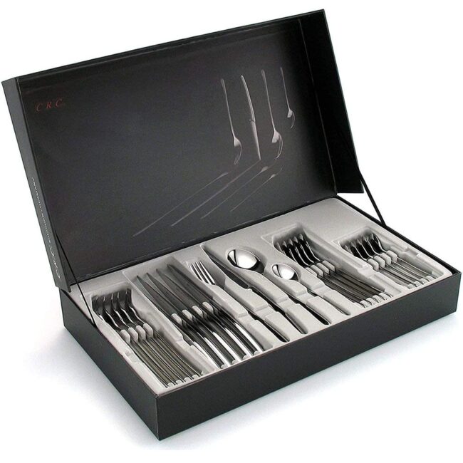 Juego de cubiertos en acero inoxidable (24 piezas) Trento, 6 cucharas, 6 tenedores, 6 cuchillos, 6 cucharas de postre 1 cuberteria trento menu