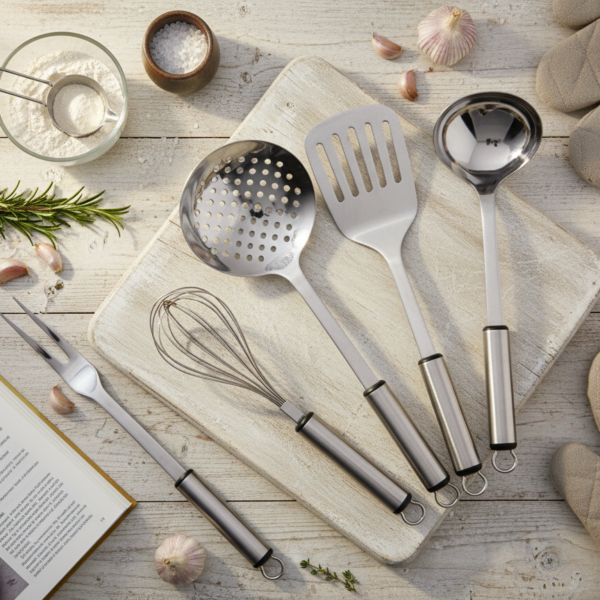 juego de utensilios de cocina de acero inox CRC modelo graff