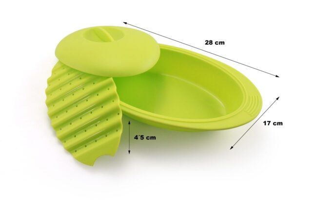 Estuche de vapor de silicona para microondas u horno de 28 cm | Papillote de cocina verde | Franquihogar