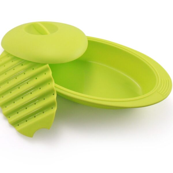 Estuche de vapor de silicona para microondas u horno de 28 cm | Papillote de cocina verde | Franquihogar