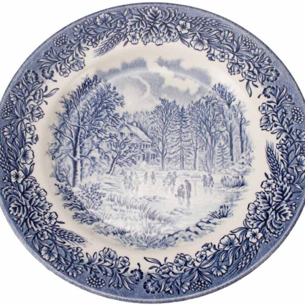 Platos de postre de porcelana blanca (6 piezas) Churchill, diseño clásico, azul