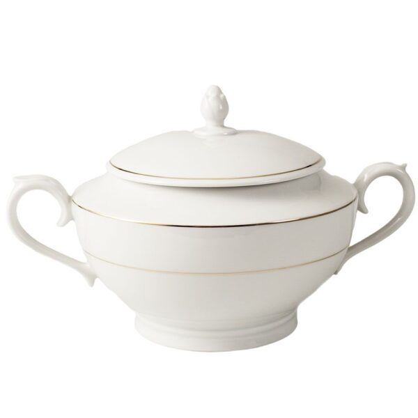 Sopera blanca con asas de oreja y taba de porcelana Bremen