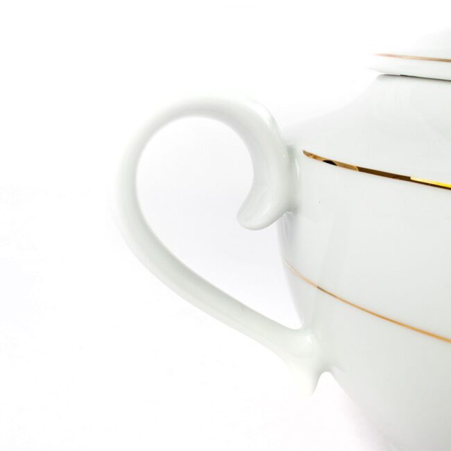 asa de sopera blanca de porcelana filo de oro