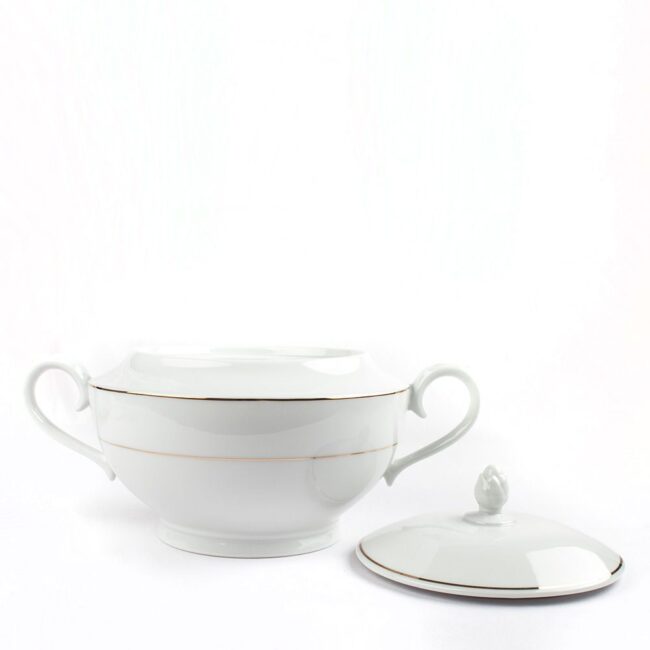 sopera blanca de porcelana dos piezas