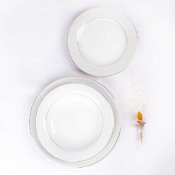 Platos de porcelana blancos 1 servicio: plato hondo, llano y postre
