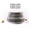 6 platos llanos, 6 hondos y 6 postre blancos apilados Bremen