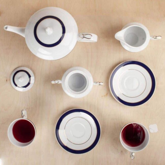 juego cafe porcelana blanca