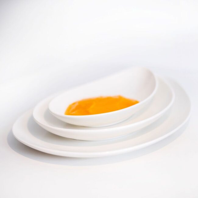 vajilla para 6 personas ovum con puré naranja