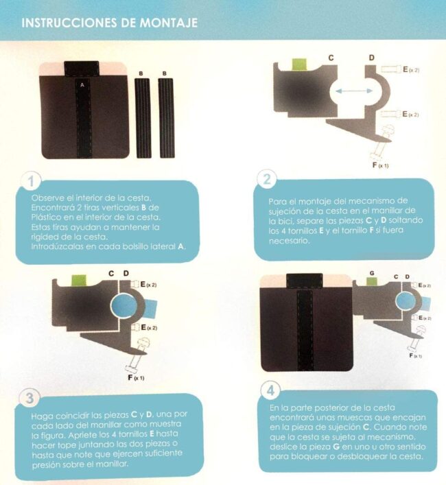 cesta de bicicleta instrucciones