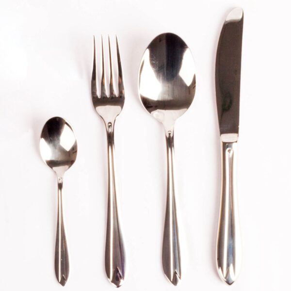 Set de Cubiertos Acero Inoxidable 18/10 Pulido, Cubertería (24 piezas) Amsterdam 1235 - 6 Comensales, Hostelería y Elegante - Cuchara, Cuchillo, Tenedor y Cucharilla Postre