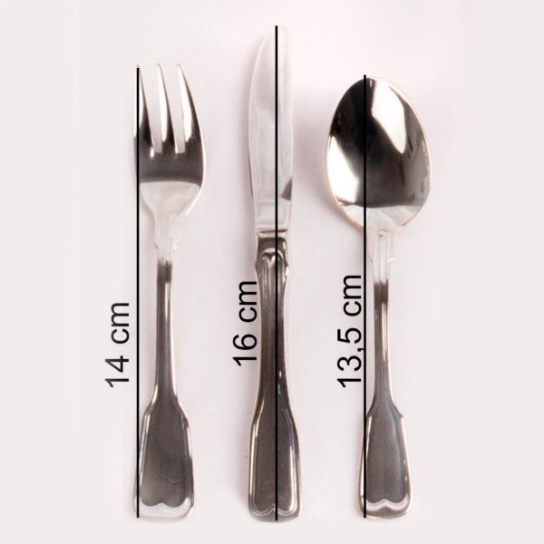 Alternative view of Juego de cubiertos de postre en acero inoxidable 18/10 monoblock pulidos con baño en plata (18 piezas) Bonn, 6 tenedores de postre, 6 cucharas de postre y 6 cuchillos de postre