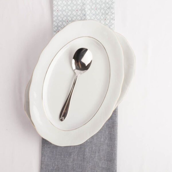 Bandejas de porcelana blanca (2 piezas) Lubeck, 32 cm, filo de oro