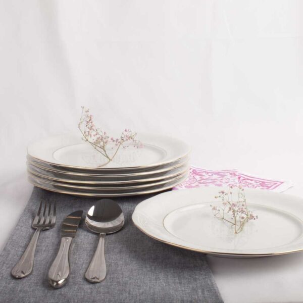 Alternative view of Platos llanos de porcelana blanca (6 piezas) Lubeck, 24 cm, filo de oro