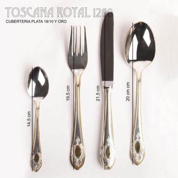 Alternative view of Cubertería de Lujo Toscana Royal (18 Piezas), Acero Inoxidable 18/10 Plata y Oro, Juego de Cubiertos para 6 Personas, Set Elegante para Bodas, Navidad, Celebraciones y Regalos