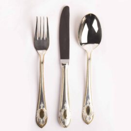 Cubertería de Lujo Toscana Royal (18 Piezas), Acero Inoxidable 18/10 Plata y Oro, Juego de Cubiertos para 6 Personas, Set Elegante para Bodas, Navidad, Celebraciones y Regalos