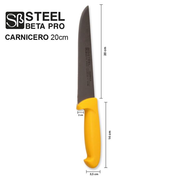 Alternative view of Juego de cuchillos de cocina en acero inoxidable de alto rendimiento (3 piezas) Steel Beta Pro, 3 cuchillos carniceros profesionales (20 cm, 25 cm y 30 cm), mango de polipropeno