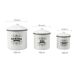 Alternative view of Juego de 3 Botes Vintage de Cocina – Acero Esmaltado para Harina, Sal y Pimienta | Estilo Retro Hipster para Hogar, Camping o Furgoneta Camper