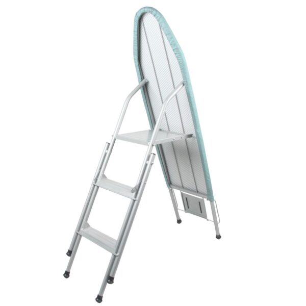 Tabla de planchar plegable con escalera de 3 peldaños incorporada (1 pieza), fácil conversión, robusta y estable, soporta hasta 150 kg de peso