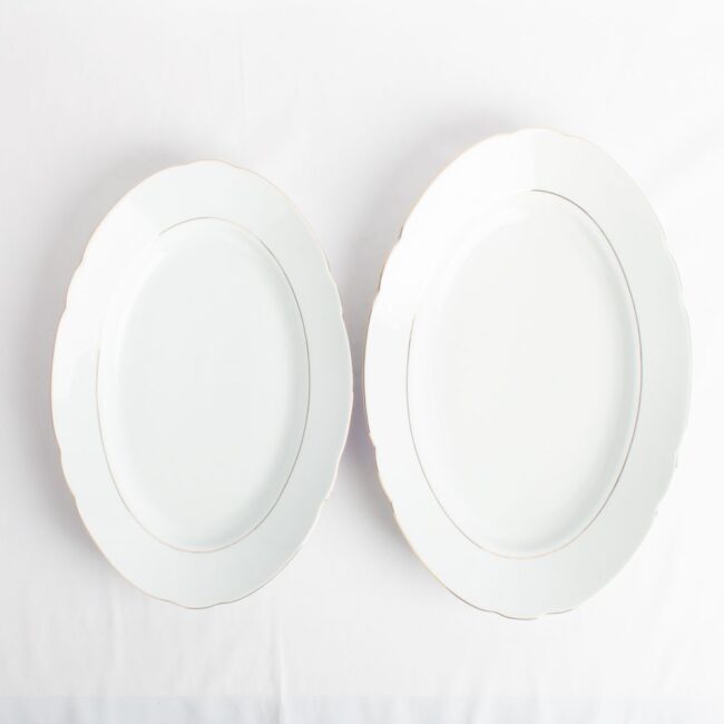Juego de bandejas de porcelana blanca (2 piezas) Sena, 1 bandeja grande (37 cm), 1 bandeja pequeña (33 cm) 1 sena fuentes bandejas