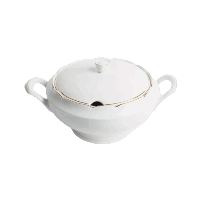 Sopera de porcelana blanca (3 l) Sena, 1 tapa de porcelana, filo de oro 1 sopera-porcelana-blanca-franquihogar-sena