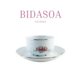 Alternative view of Salsera de Porcelana Blanca con Diseño Floral y Filo Dorado, Bidasoa Original, Elegante Vajilla para Servir Salsas