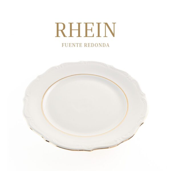 Alternative view of Fuente de Porcelana Blanca (1 Pieza) Rhein Plato presentación de 32 cm con Borde de Oro - Ideal para Postres, Tartas, Sushi o como Base para Ensaladera - Diseño de Lujo