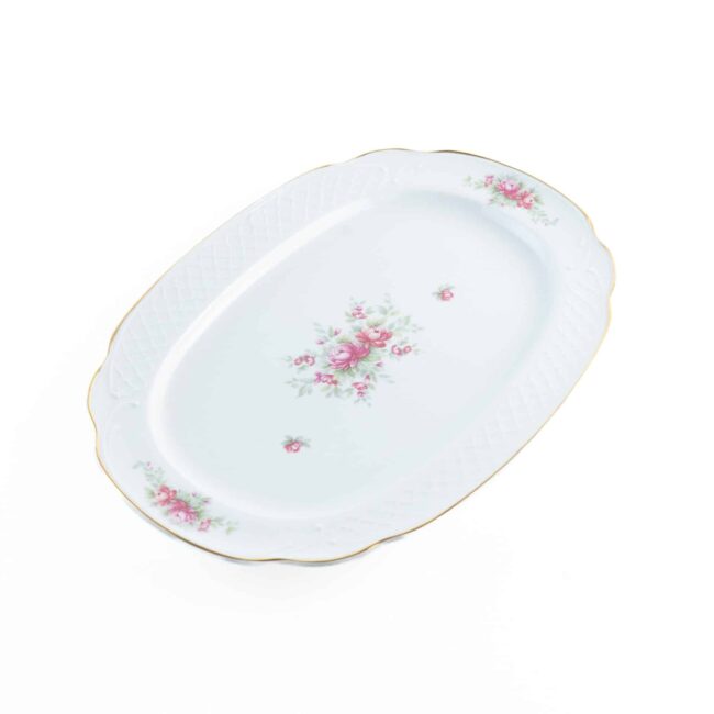 Fuente de porcelana Bidasoa Irina ovalada con filo dorado y flores 1 11 BIDASOA IRINA 1FUENTE OVAL