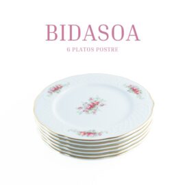 Alternative view of Juego de Platos de Postre de Porcelana (6 piezas) Bidasoa Irina con Motivos Florales y Filo de Oro, Piezas de Porcelana con un Acabado Fino y Decorativo