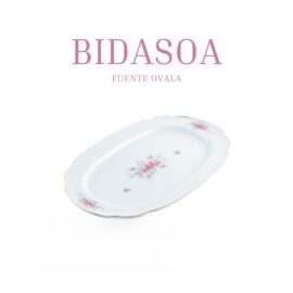 Alternative view of Fuente de porcelana Bidasoa Irina ovalada con filo dorado y flores