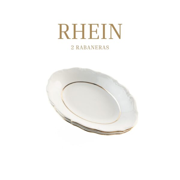 Alternative view of Fuentes para Guarnición Rabaneras Porcelana Blanca 23 cm, (2 Piezas) Rhein Borde Dorado, Ideales para Salsas, Ensaladas, Postres o como Rabaneras, Fácil Limpieza y Elegantes