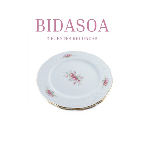 Alternative view of Juego de Fuentes de Porcelana (2 Piezas) Bidasoa Irina - Plato Redondo con Diseño Floral y Filo Dorado