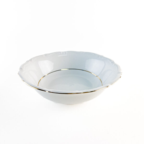 Ensaladera de porcelana blanca Rhein con filo de oro