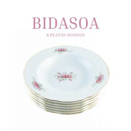 Alternative view of Juego de Platos Hondos de Porcelana Blanca (6 piezas) Bidasoa Irina, Motivos Florales con Filo de Oro, Elegante para Cenas, Excelente como Regalo