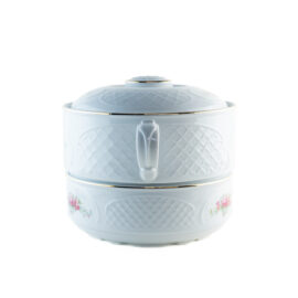 Alternative view of Juego de Porcelana (2 Piezas) Bidasoa Irina, Sopera con tapa y ensaladera, Diseño floral con filo dorado, Vajilla clásica y elegante para mesa, celebraciones y regalo especial