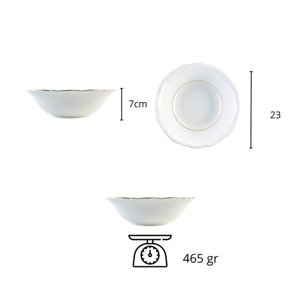 Alternative view of Ensaladera de porcelana blanca Rhein con filo de oro