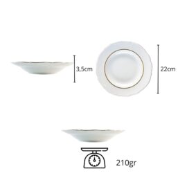 Alternative view of Juego Platos Hondos de Porcelana Blanca (6 piezas)Rhein con Borde Dorado – Vajilla de filo de oro para Sopas cremas. Celebraciones y regalos