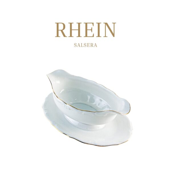 Alternative view of Salsera de Porcelana Blanca (1 pieza) Rhein con Filo Dorado, Vajilla Elegante, Servir en Mesa y Regalo Especial
