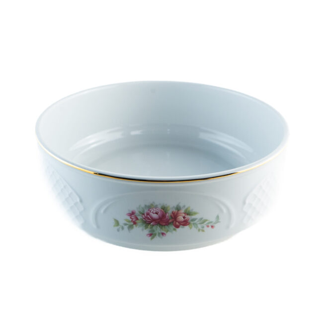 Ensaladera de Porcelana (1 pieza) Bidasoa Irina, Ensaladera Blanca con Filo Dorado y Decoración Floral, Vajilla Elegante para Servir Ensaladas, Banquetes y Regalo 1 2 BIDASOA IRINA ENSALADERA
