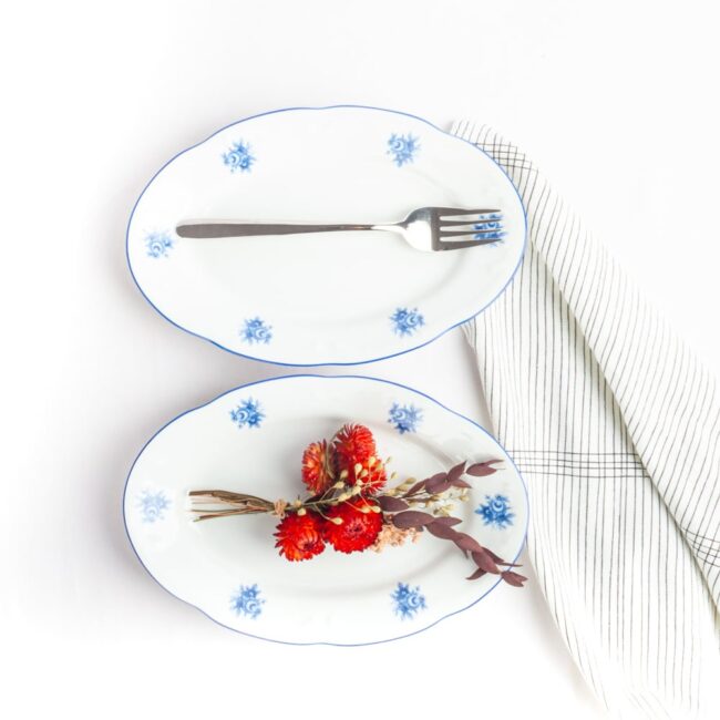 vajilla BANDEJA lubeck blue porcelana blanca fine porcelain