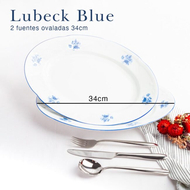vajilla BANDEJA lubeck blue porcelana blanca fine porcelain