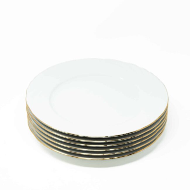 Juego de Platos Llanos de Porcelana Blanca (6 piezas) Lubeck R con Filo de Oro 1 LUBECKR LLANOS STANDAR