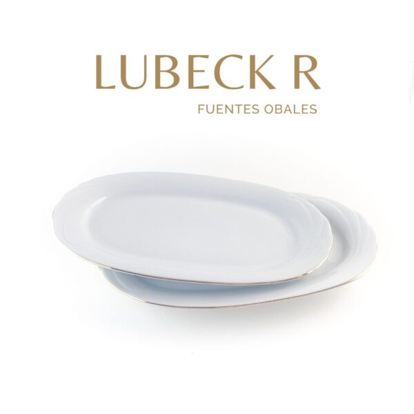 Alternative view of Juego de bandejas de porcelana blanca (2 piezas)  Lubeck R con filo de oro