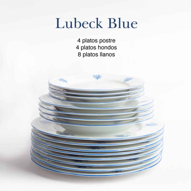 vajilla platos lubeck blue porcelana blanca fine porcelain