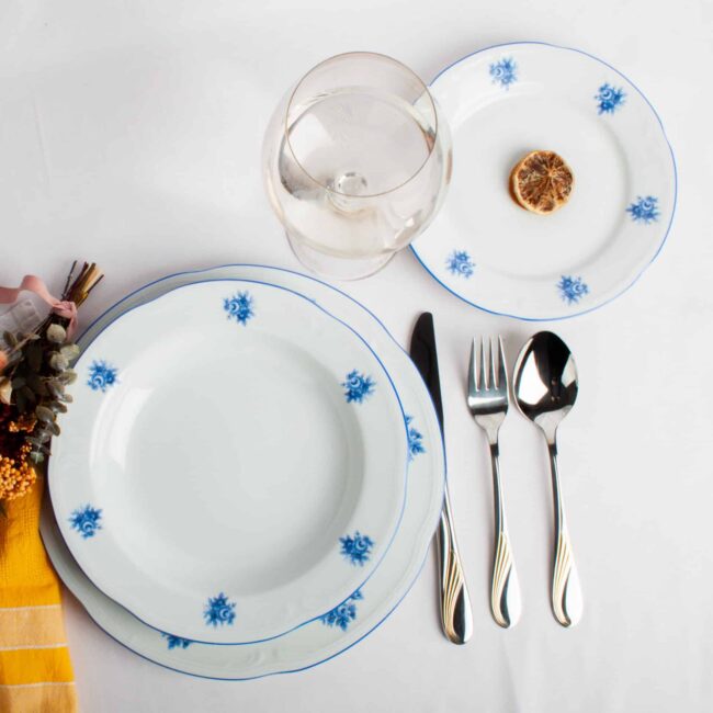 vajilla platos lubeck blue porcelana blanca fine porcelain