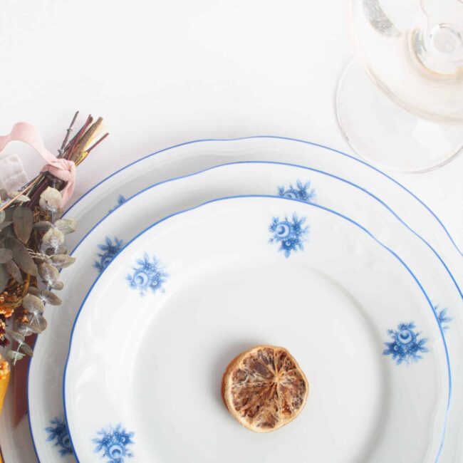 vajilla platos lubeck blue porcelana blanca fine porcelain